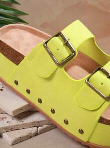 SHUZIA 時尚女士楔跟厚底涼鞋,多種風格可搭配 - 青檸色 - 查看 5