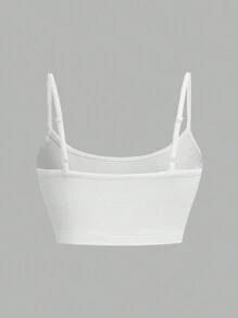 SHEIN Qutie 休闲口号图案性感短款吊带背心，女式合身，适合夏季 - 白色 - 查看 2