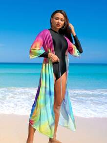 Swim Mulvari Traje De Baño De Una Pieza Negro Para Mujer Y Cubierta Con Diseño Teñido De Malla, Para Verano, Playa, Vacaciones, Viajes, Festivales, Piscinas Y Surf
