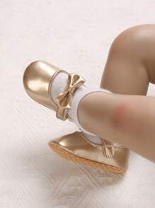 0-1 Years Old Infant Cute Bow Decor Flat Shoes - Gold - View 6