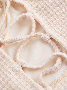 SHEIN MOD Backless Plaid Strapless Top With Lace Up Back, Great For Music Festivals - Apricot - View 3