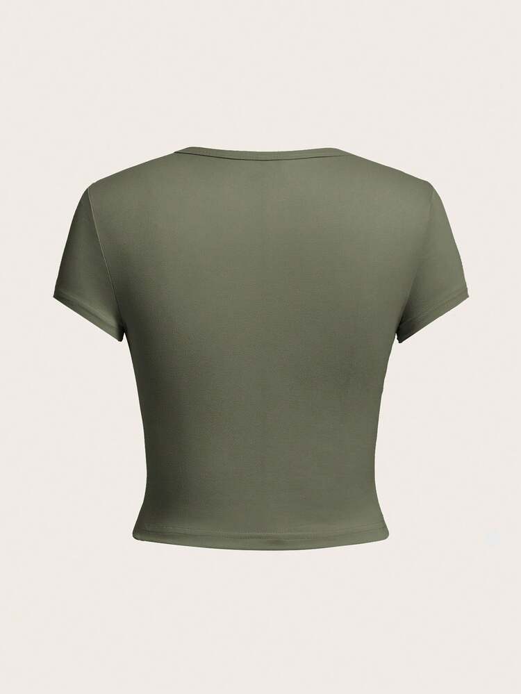 SHEIN EZwear 4pcs/Set Casual Versatile Round Neck Short Sleeve Form-Fitting Women T-Shirts, Suitable For Summer Suitable For Going Out - Multicolor - View 3