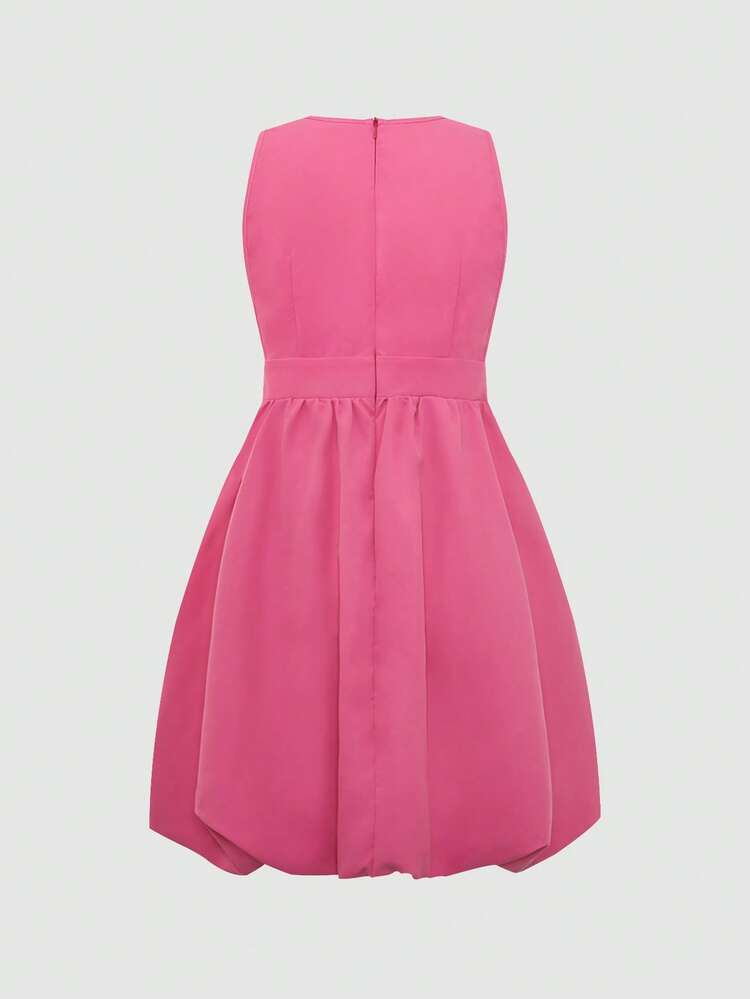 V-Neck Bow Decor Sleeveless Dress