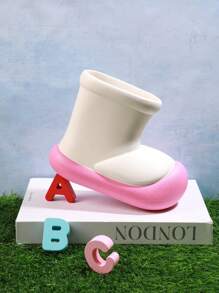 兒童拼色時尚雨鞋,適合日常穿著 - 米色 - 查看 2