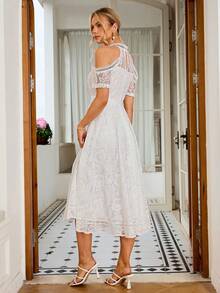 Vestido Formal Para Fiesta De Coctel De Encaje Para Mujer - Blanco - Ver 2