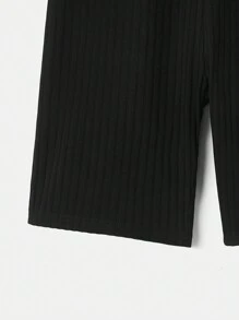 SHEIN LUNE 女性實色肋紋短褲襪 - 彩色 - 查看 8