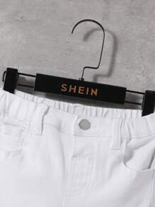 SHEIN Young Boy High Stretch White Jeans With Cargo Pocket - White - View 4