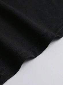 SHEIN EZwear In Đầu lâu Ngắn tay Áo thun - màu đen - Xem 5