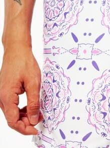 Surfspeed Men's Full-Print Drawstring Waist Beach Shorts - Mauve Purple - View 3