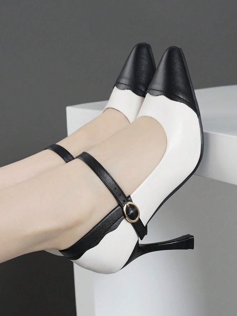 2024 新款春夏尖头细跟女士高跟鞋，低帮系带扣正装鞋 - 彩色 - 查看 1