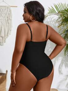 SHEIN Slayr Rozmiar Plus Kolorowe bloki Pasek Strój kąpielowy jednoczęściowy  2 szt./zestaw