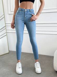 Slim Fit Skinny Jeans - Light Wash - View 1