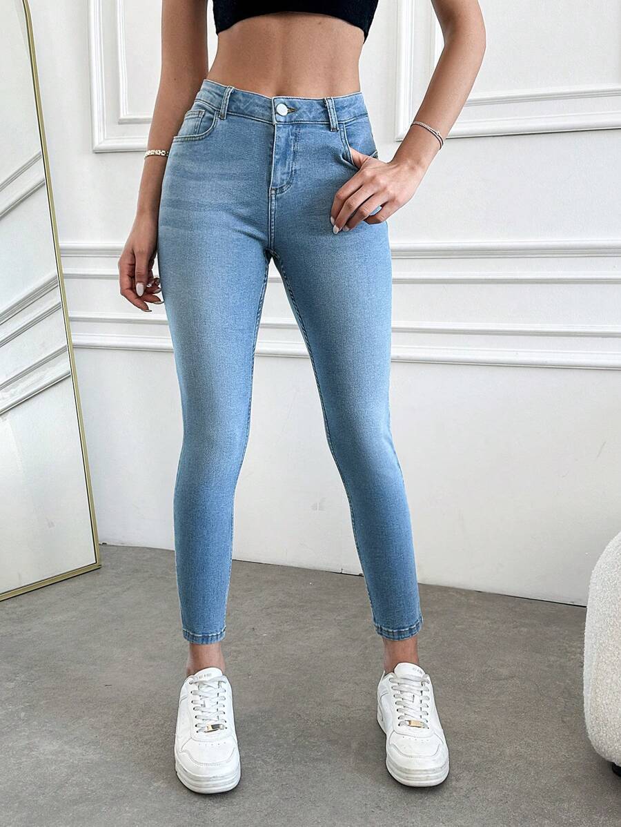 Slim Fit Skinny Jeans - Light Wash - View 1
