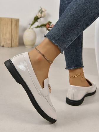 Fall/Winter Women's Casual Outdoor Slip-On Loafers With Leopard Head Decoration, Comfortable And Lightweight, Four Seasons,Flats