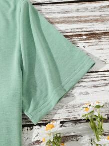 SHEIN Essnce Lỏng lẻo Phù hợp lễ Phục sinh Con thỏ & Hình hoa Vòng cổ Ngắn tay Áo thun , Hoàn hảo Cho mùa hè - màu xanh lá - Xem 5