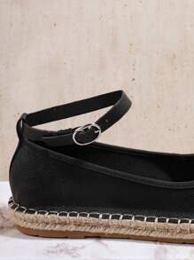 SHUZIA Women's Solid Color Ankle Strap Flat Shoes - Black - View 3