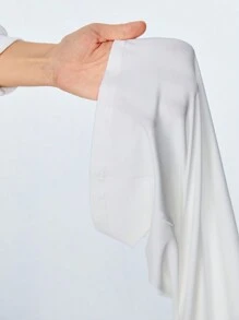 SHEIN Qutie Của phụ nữ Trắng Eo thấp Rộng chân Quần Với Gấp lại Dây thắt lưng - trắng - Xem 7