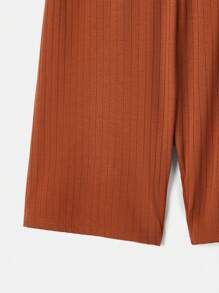 SHEIN LUNE 女性實色肋紋短褲襪 - 彩色 - 查看 3