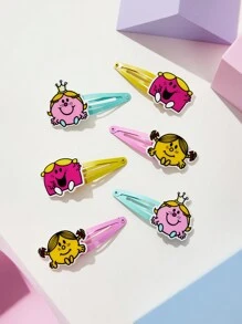 Mr Men Little Miss X SHEIN 6pcs/Set Cute BB Hair Clips For Girls For Daily Life - Multicolor - View 1
