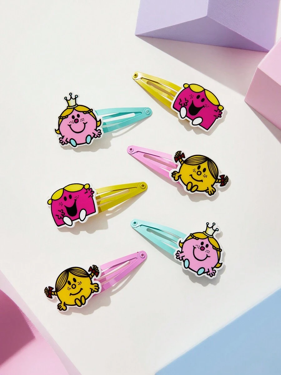 Mr Men Little Miss X SHEIN 6pcs/Set Cute BB Hair Clips For Girls For Daily Life - Multicolor - View 1