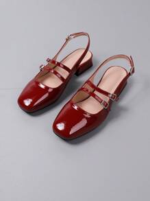 Autumn Fashion Women Flat Shoes Wine Red, Spring Low Heel Mary Jane Shoes, Summer Chunky Heel Sandals, Wedge Closed Toe Heeled Slippers