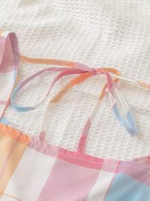 Soleia 方領格紋印花荷葉邊裝飾襯衫 - 彩色 - 查看 2