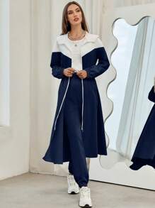 Mulvari Women's Color Block Hooded Jacket And Pants Set 2 Piece Set Fall Cloth For Women Sportswear