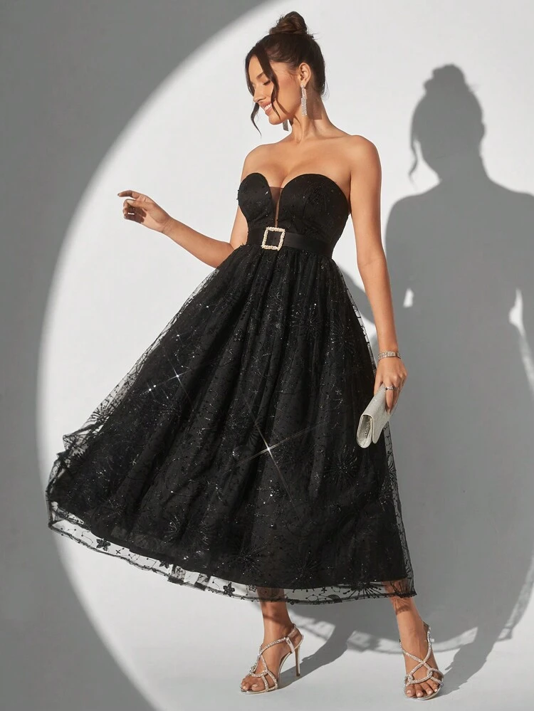 Strapless, Luxurious Bead And Embroidery Fabric, Palace Style, Puffy Princess Dress, Evening Gown For Women (Heavily Made)