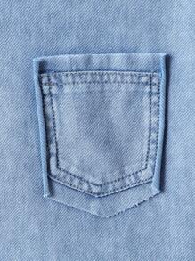 Áo sơ mi denim tay ngắn thời trang, giản dị và thoải mái cho bé trai và quần jeans có họa tiết chữ và mũ cao bồi - Rửa trung bình - Xem 3