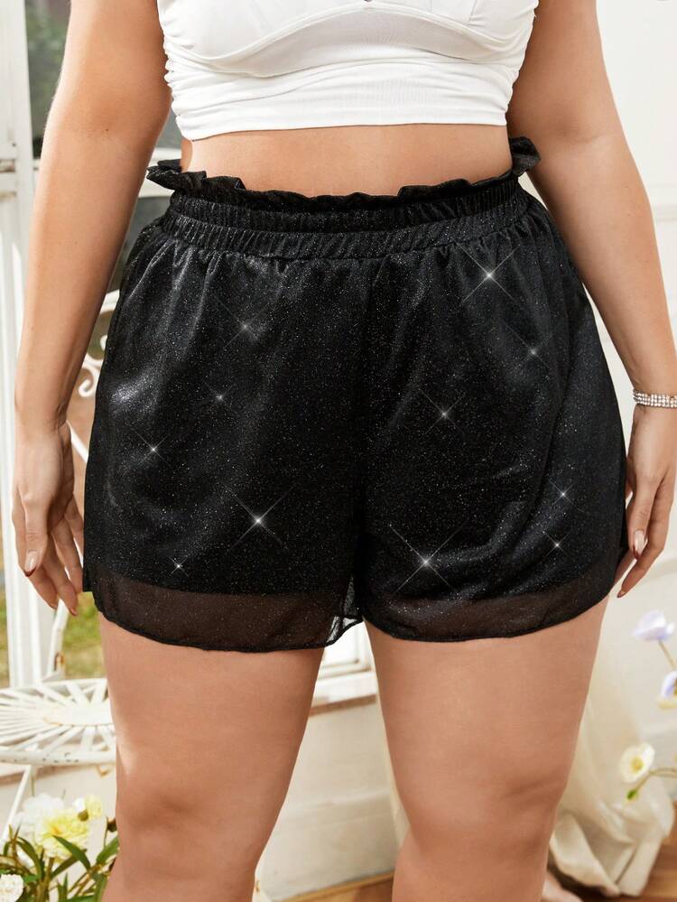 Plus Size Elastic Waist Casual Shorts