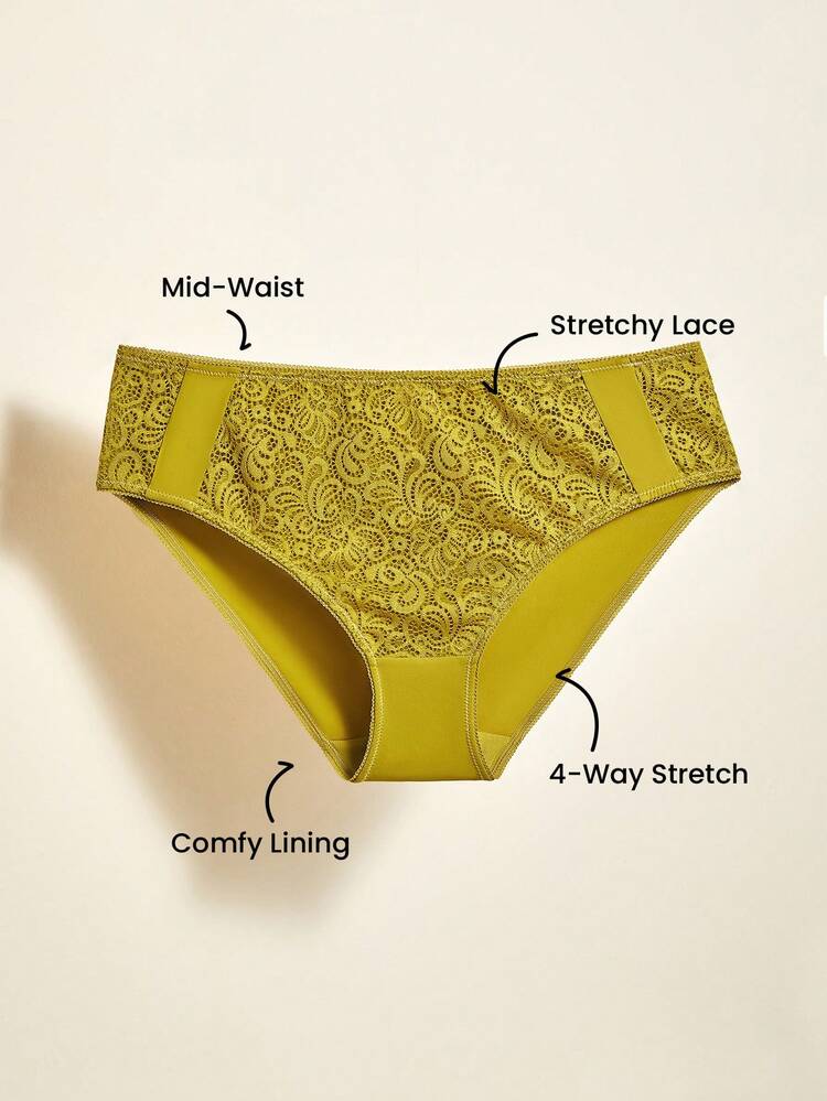 Lingerie Mid Waist Lace Brief Women Underwear Panty