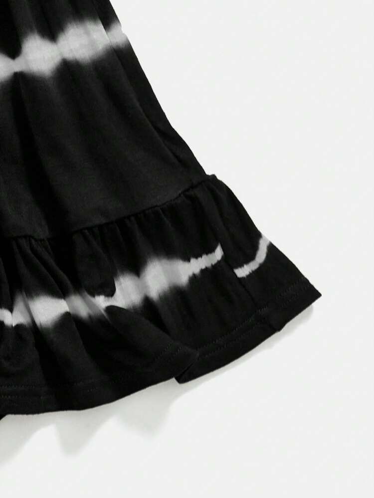 Women's Asymmetrical Random Patchwork Tie Dye Pattern Spaghetti Strap Dress