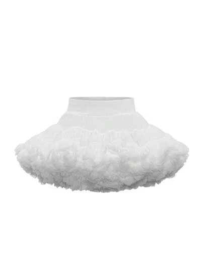 Young Girl' Elegant White Tulle Puff Skirt, Suitable For Spring, Summer, Autumn, Matching With T-Shirts Or Blouses For A Lovely, Sweet Look, Great For Outings, Parties And Gatherings