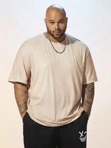 GENTILAND 男裝大尺碼針織椰樹及口號印花短袖t恤,休閒風格 - 彩色 - 查看 2