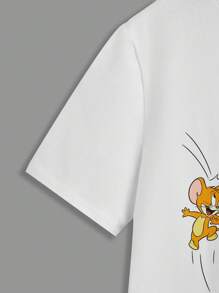 TOM & JERRY X SHEIN Tween Boy Cartoon Graphic Tee - White - View 3