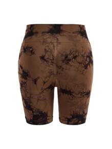 Easithlete Plus Size Tie-Dye Sports Shorts Legging Shorts - Multicolor - View 12