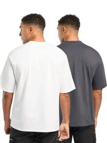 Forever 21 Men's Spring And Summer Casual Loose Small Narrow Collar White Gray Multi-Pack T-Shirt - Multicolor - View 2