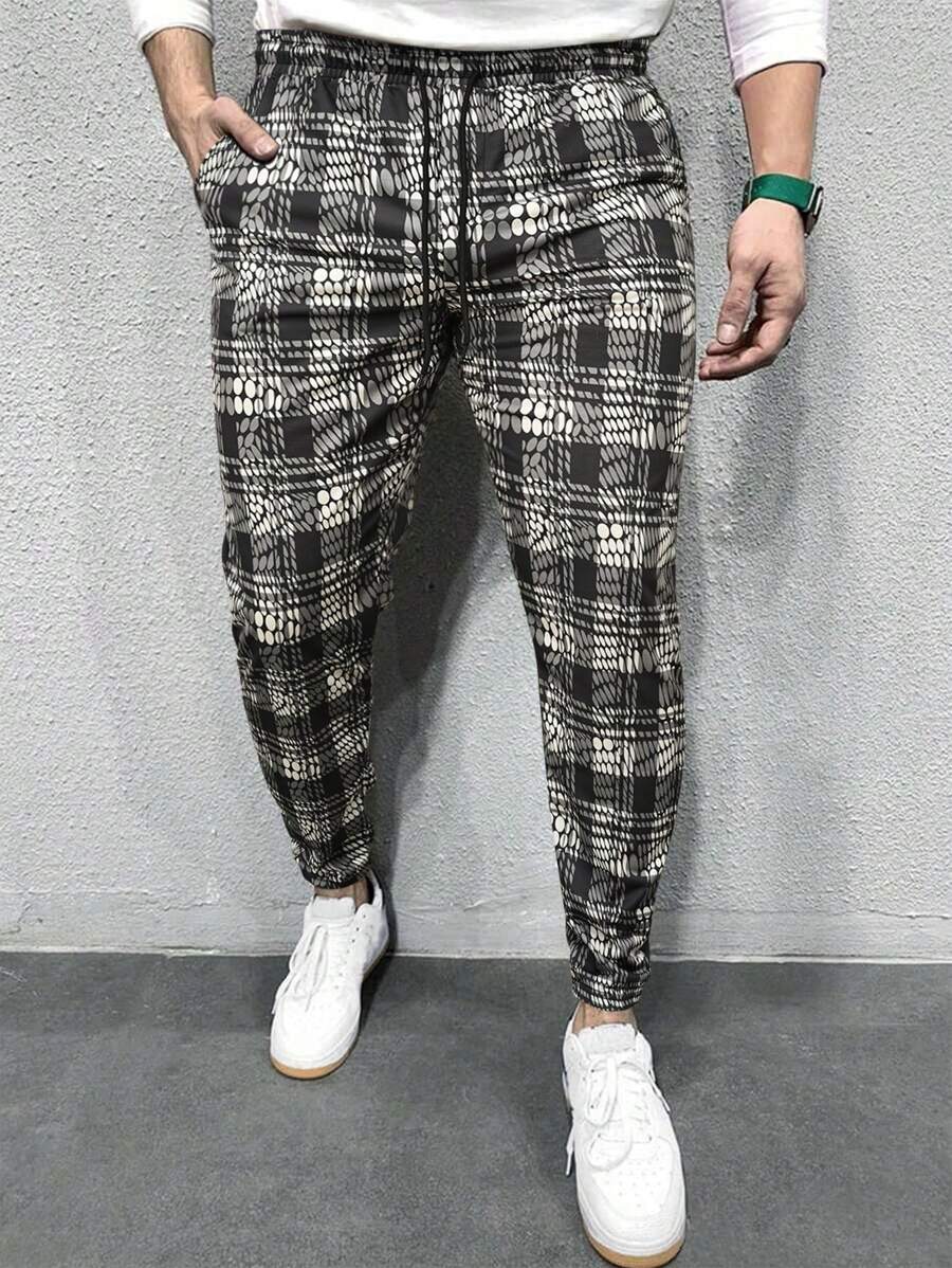 Manfinity Homme Men's Plaid Tapered Cargo Sweatpants