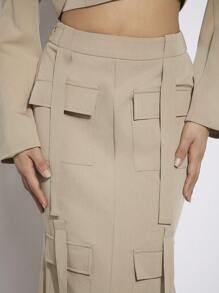 Hauture 雙排扣疊接短款西裝外套 - 卡其色 - 查看 6