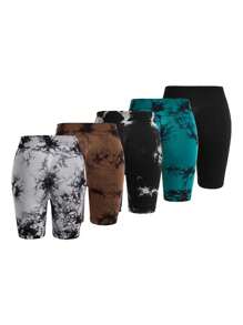 Easithlete Plus Size Tie-Dye Sports Shorts Legging Shorts - Multicolor - View 6