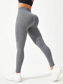 Gameset SHEIN Sport Solid Color Women'S Sports Leggings Yoga Pants - Grey - View 6