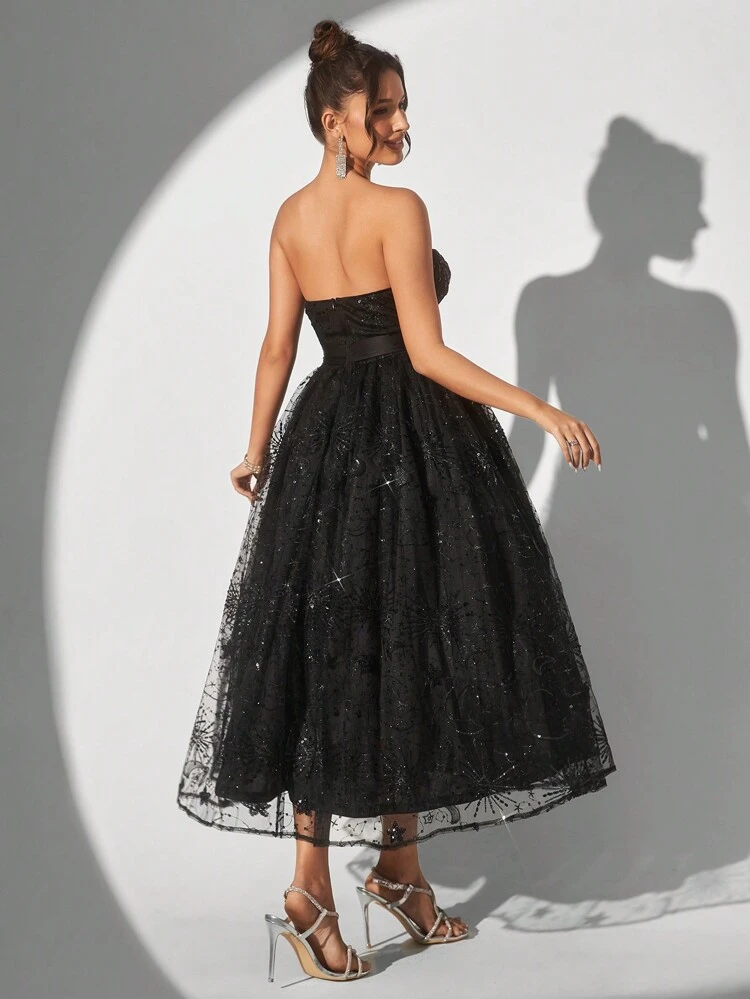 Strapless, Luxurious Bead And Embroidery Fabric, Palace Style, Puffy Princess Dress, Evening Gown For Women (Heavily Made)