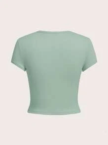 SHEIN EZwear Women T-Shirts Ditambal Plain Casual - MultiWarna - View 2
