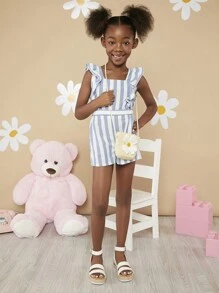 Mini mi White Essential Girls' Summer Platform Espadrille Sandals – Elegant, Classic, And Comfortable With Adjustable Ankle Strap And Triple-Row Strap Design - White - View 3