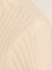 Calvaya Vestido Tipo Suéter De Manga Larga Con Cuello Levantado Para Mujer - Beis - Ver 4