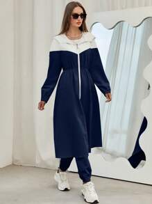 Mulvari Women's Color Block Hooded Jacket And Pants Set 2 Piece Set Fall Cloth For Women Sportswear