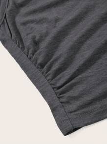SHEIN EZwear 女式立領無袖背心上衣，適合夏季穿著，帶有褶皺，修身設計 - 深灰色 - 查看 5