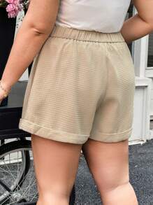SHEIN Essnce Pantalones Cortos De Vestir De Talla Grande Para Mujer, Pantalones Cortos Holgados De Tela Texturizada De Moda Casual De Verano Para Conmutar