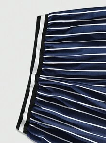 ROMWE MEN Prep Men Building & Letter Graphic Drawstring Waist Mesh Basketball Shorts, School - Navy Blue - View 6