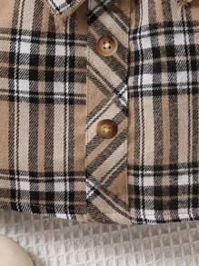 Baby Girl Heart Embroidery Ruffle Trim Tee & Plaid Print Skirt - Multicolor - View 5